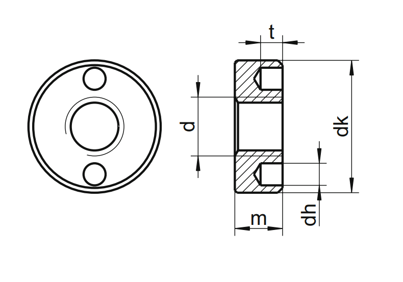 Technische Zeichnung Zweilochmuttern DIN 547