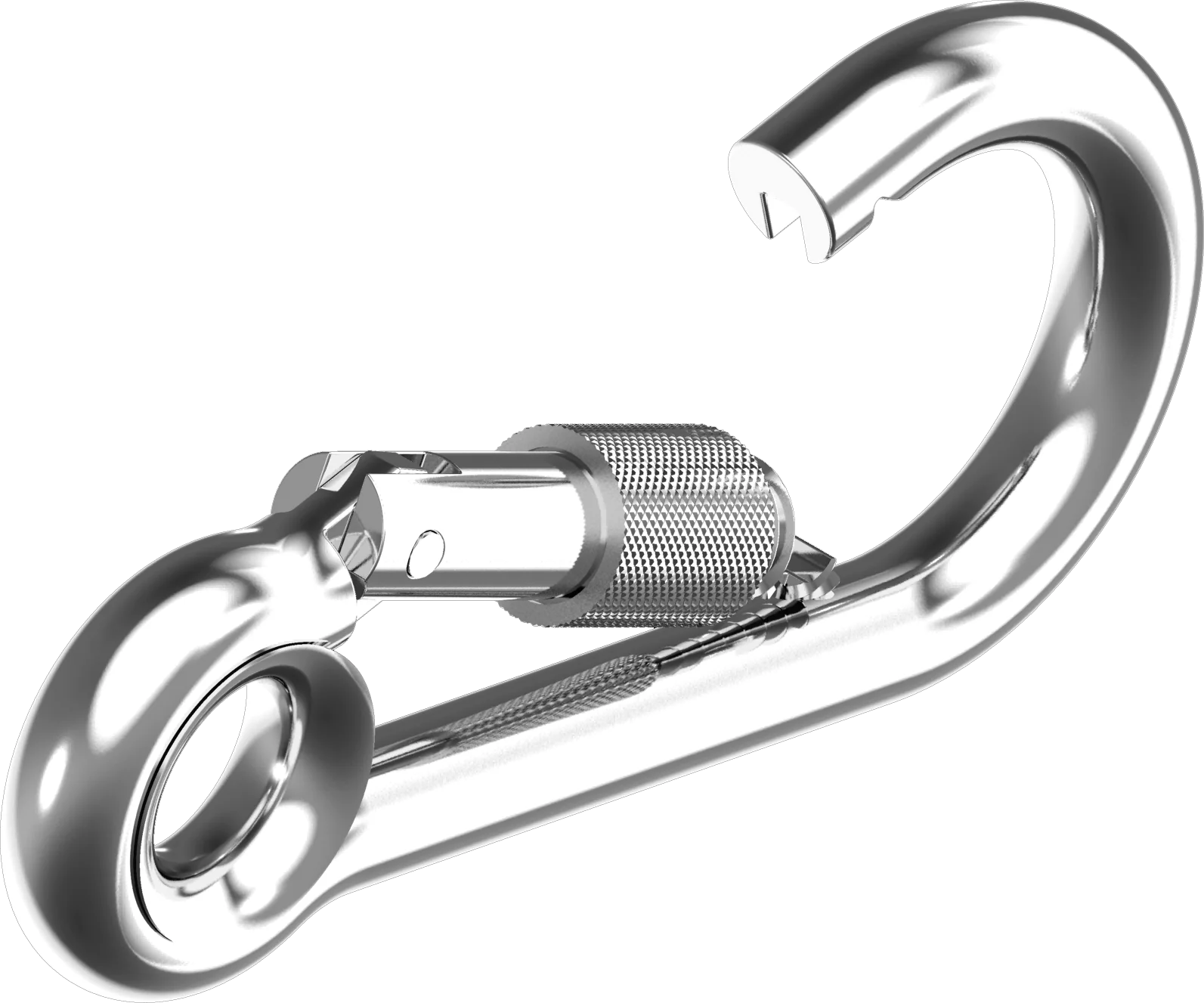 Karabinerhaken mit Sicherheitsmutter + Kausche