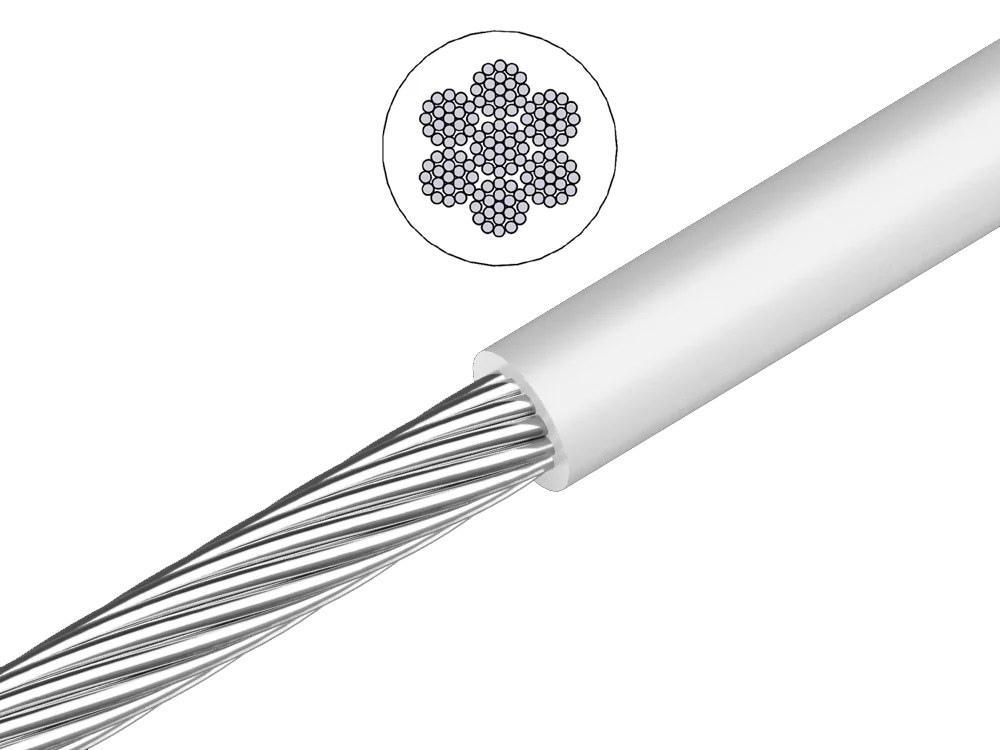 Edelstahl-Drahtseil PVC weiß 1X19 - starr