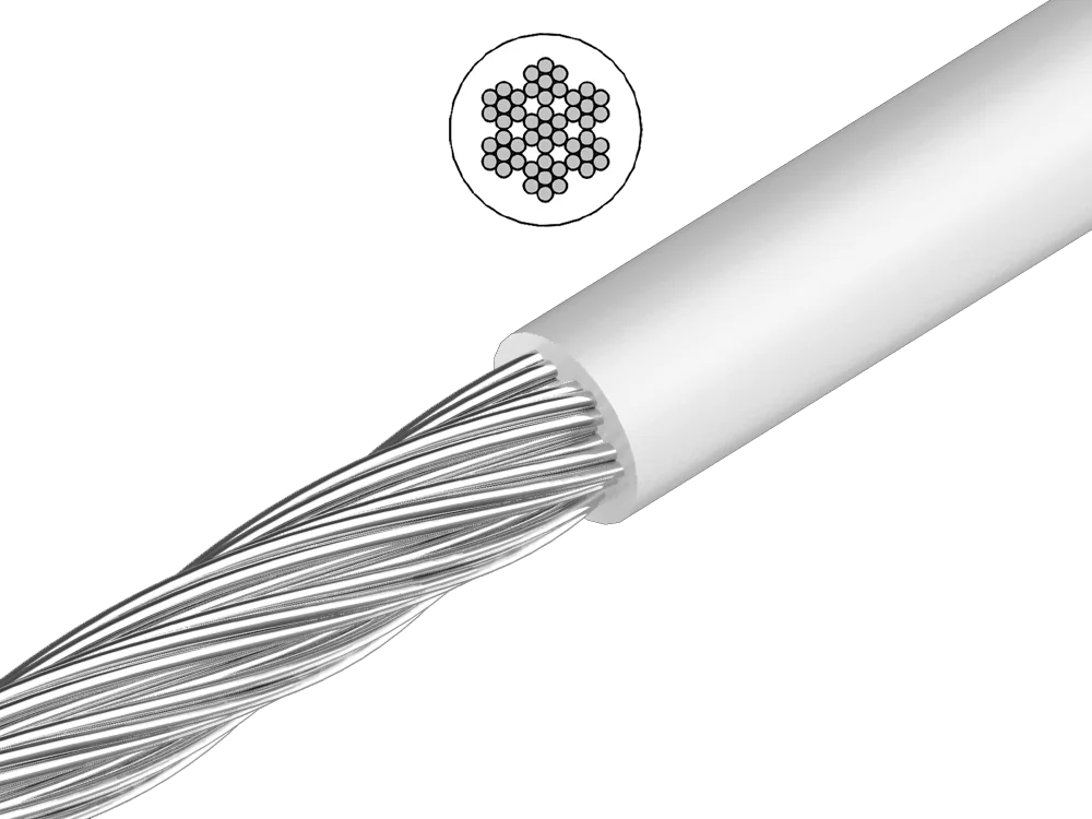 Edelstahl-Drahtseil PVC weiß 7X7 - flexibel