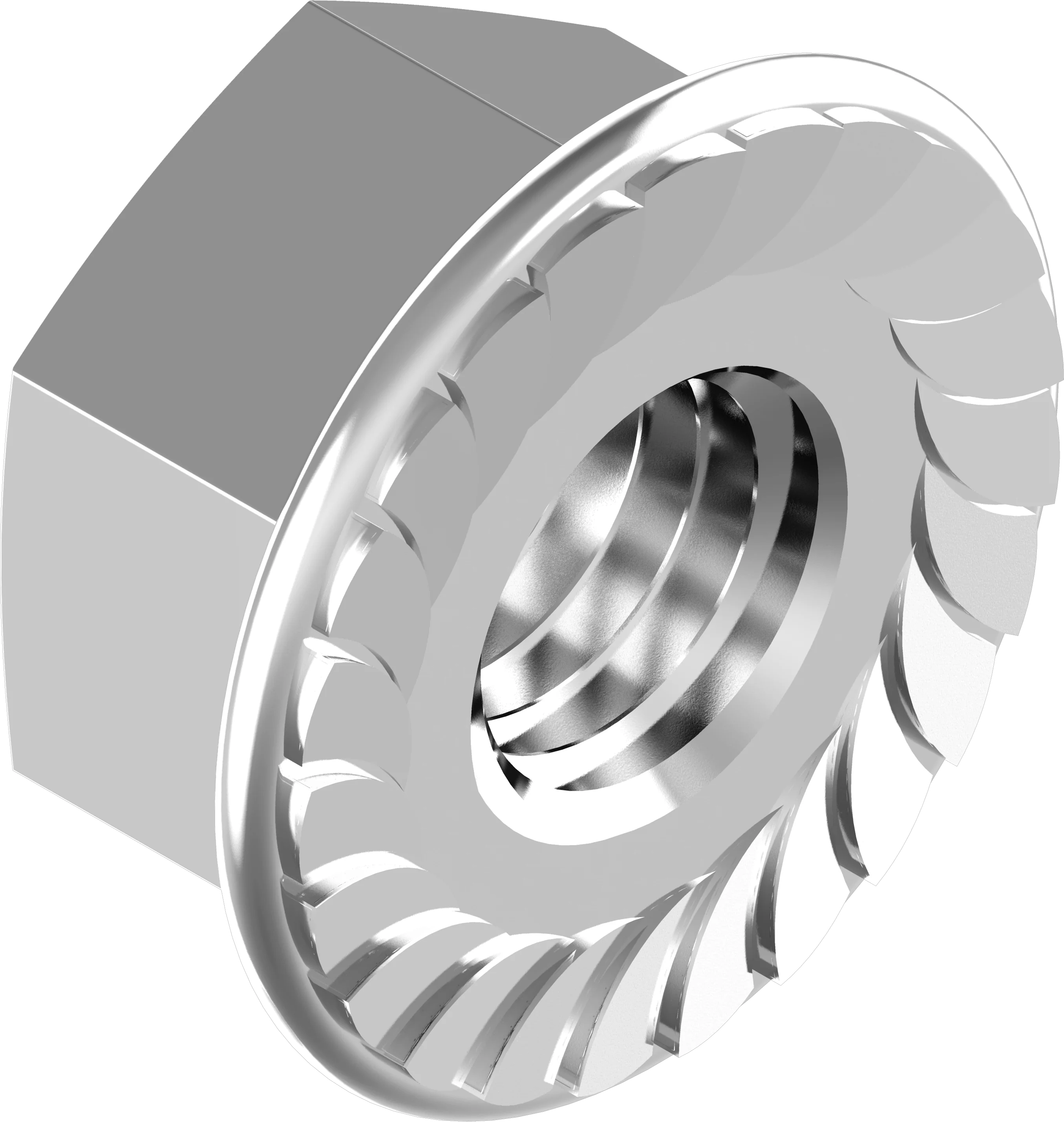 Sechskantmuttern mit Flansch und Sperrverzahnung